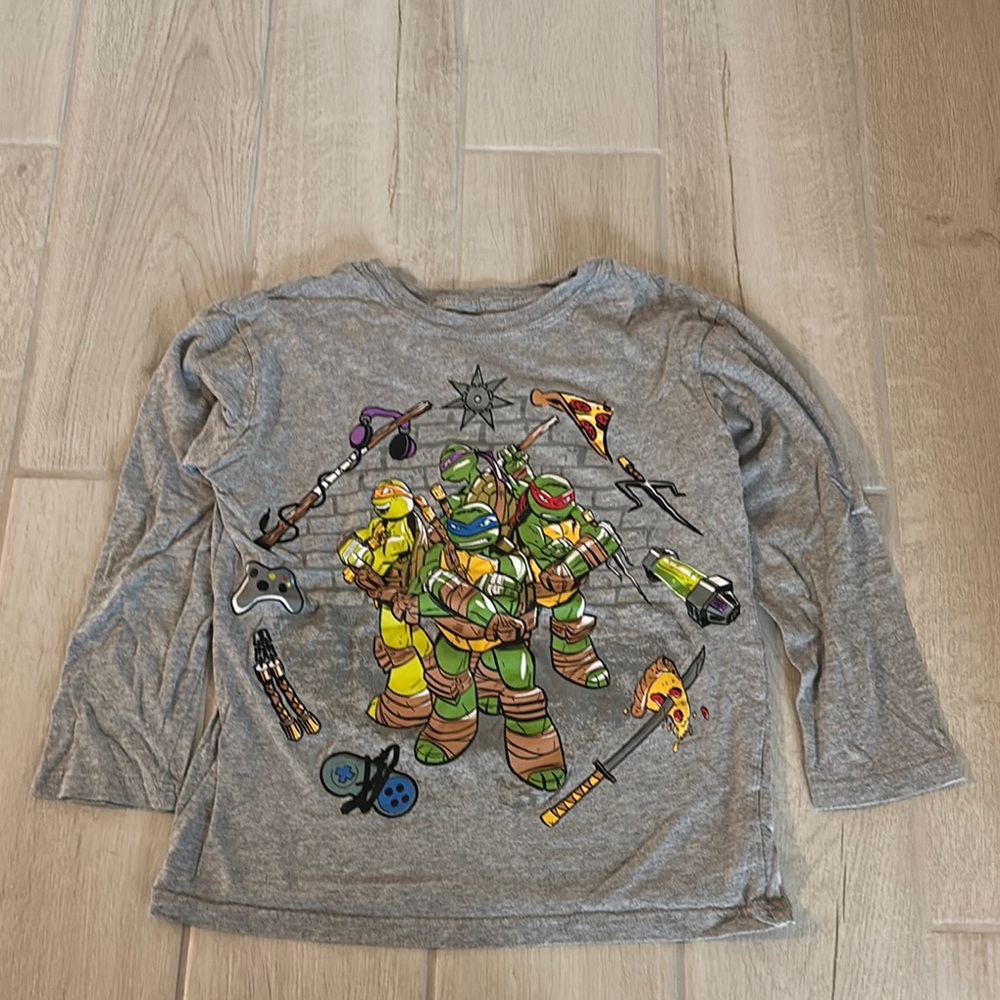 Nickelodeon Gray Ninja Turtles Long Sleeve Tee